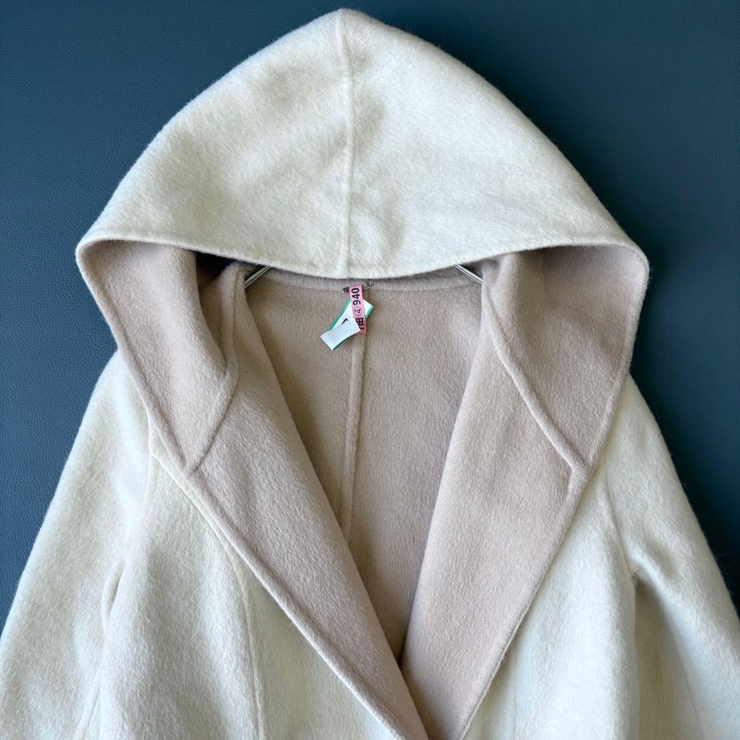 2989y美品　トッカ　フード付きロングリバーコート　アイボリー春服♡