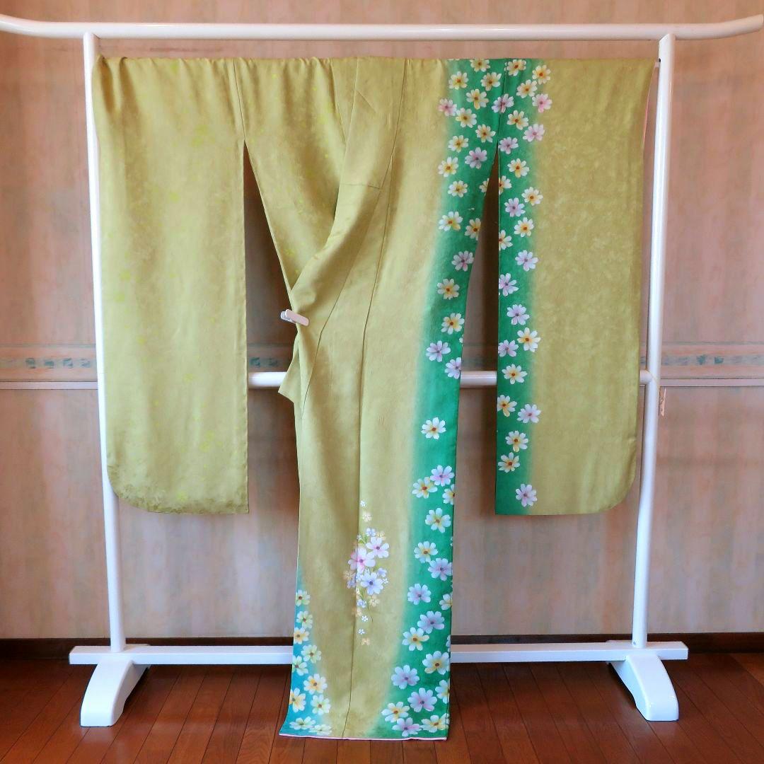 桜夢ページ　　5108　振袖 単品　グリーン　正絹