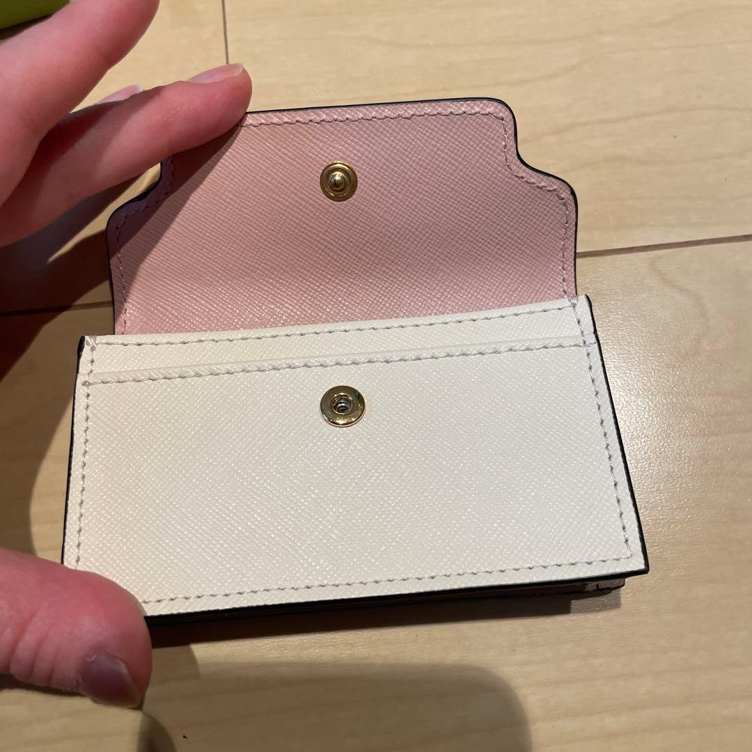 MARNI レザー名刺入れ ピンク/ホワイト