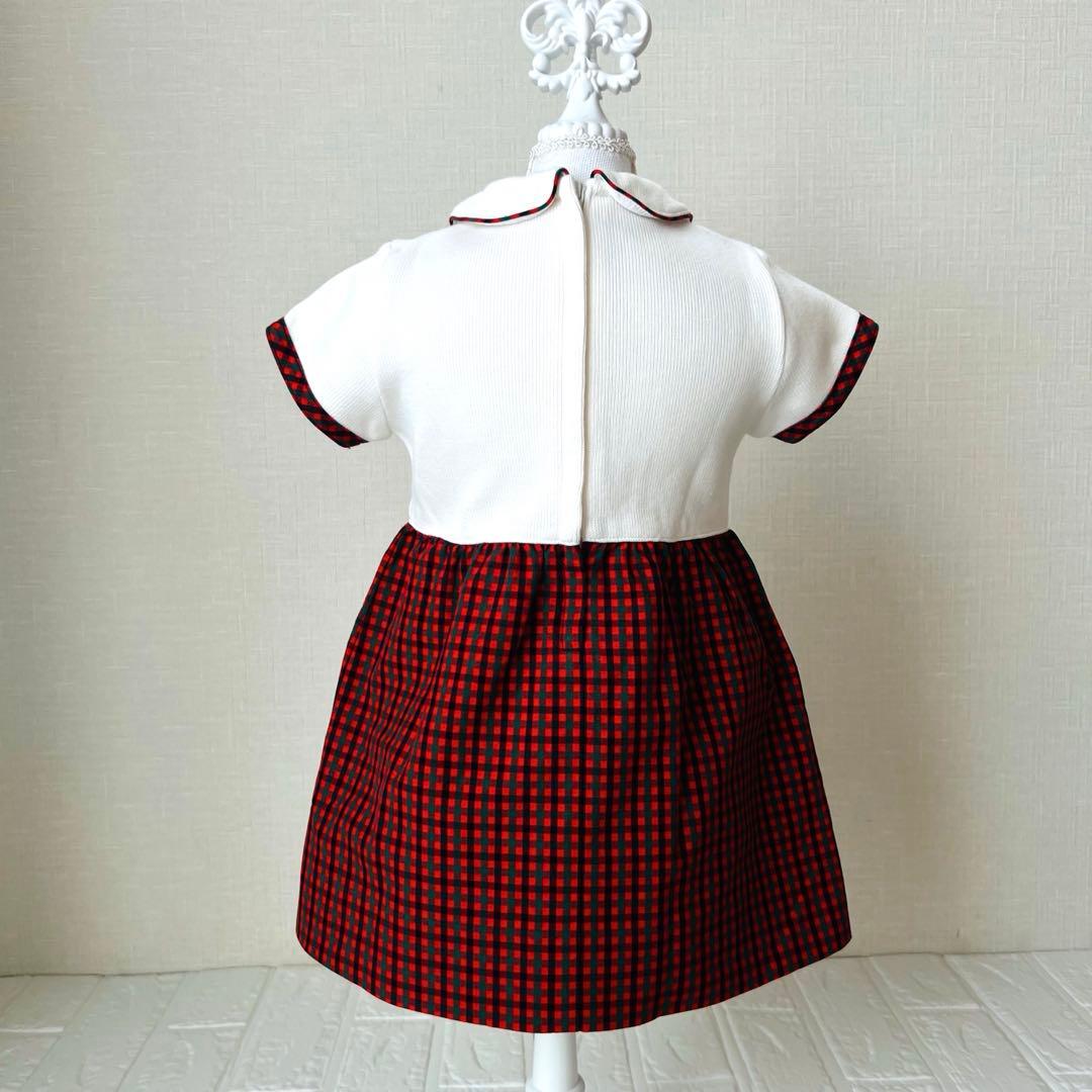 【未使用】familiar 定番チェック カットソー ワンピース 80cm