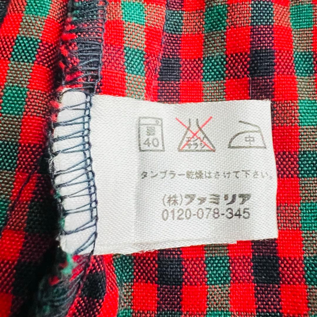 【未使用】familiar 定番チェック カットソー ワンピース 80cm