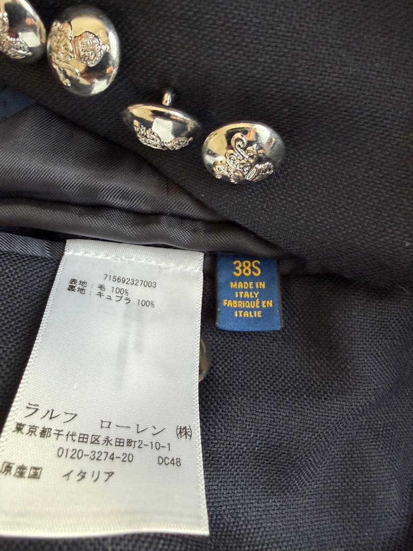 ☆未使用級☆ポロラルフローレン ウールジャケット 春夏用 イタリア製　銀ボタン
