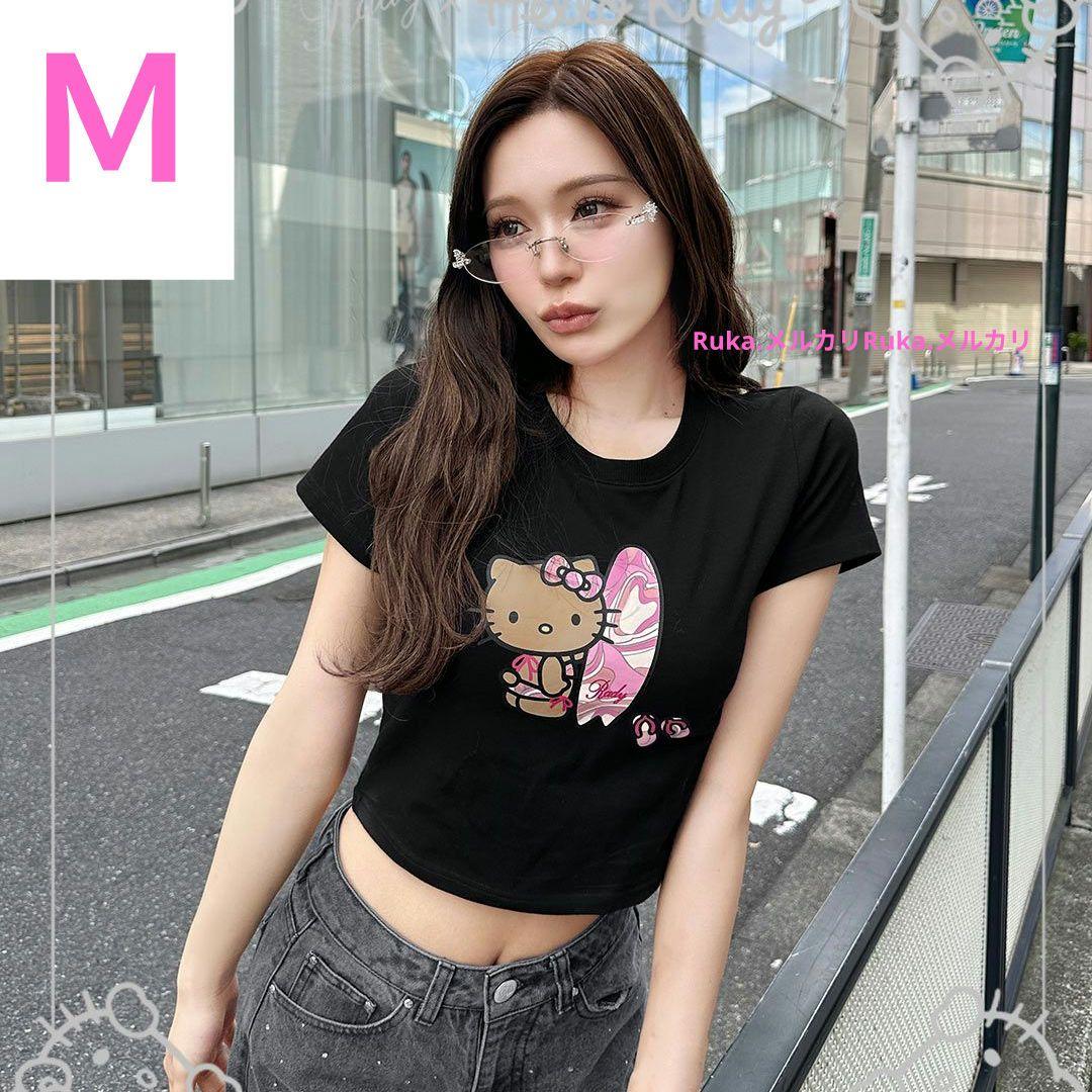 日焼けHello Kitty Tシャツ　SU0113　ホワイト1点、ブラック1点