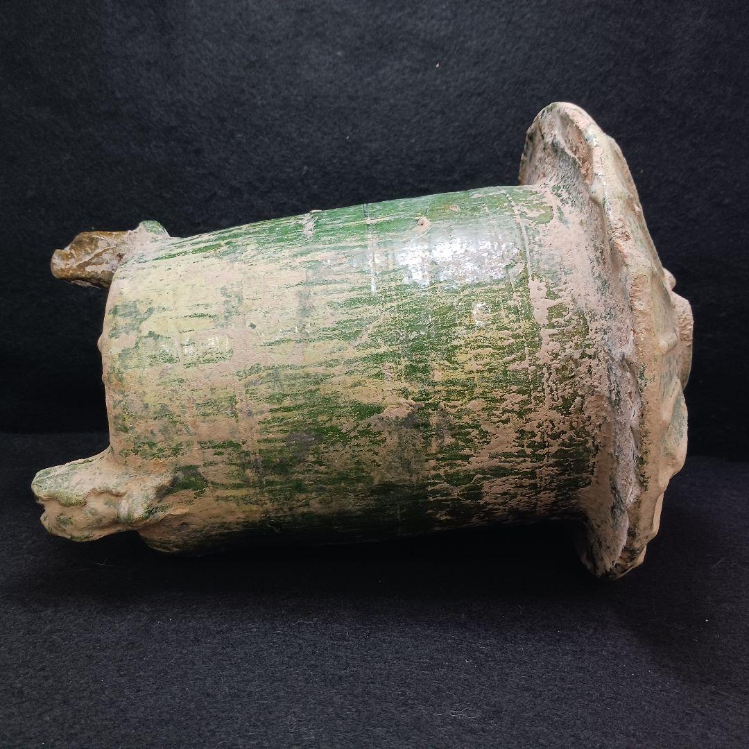 Y2952-2 中国 漢代 緑釉穀倉 置物 高さ27.5㎝
