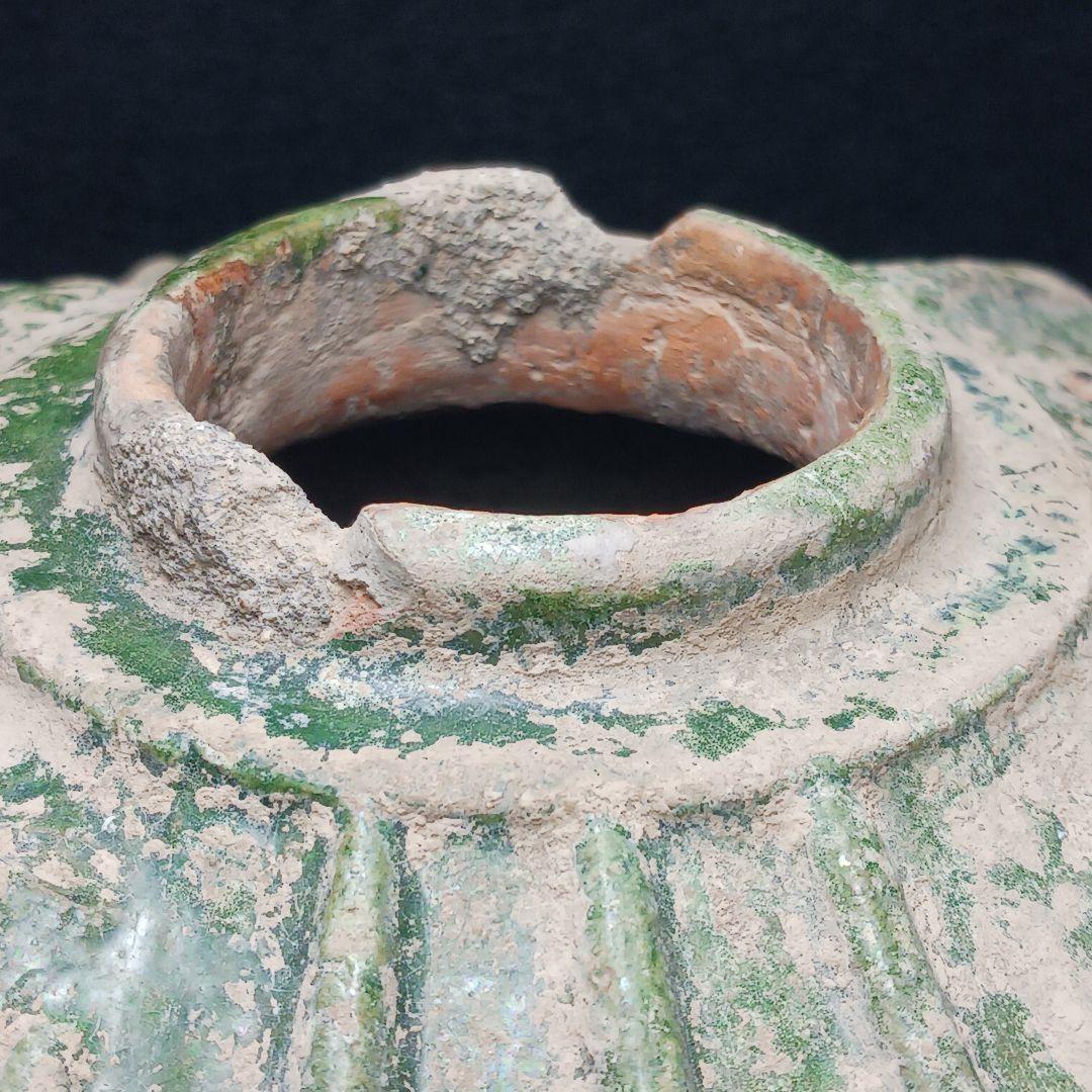 Y2952-2 中国 漢代 緑釉穀倉 置物 高さ27.5㎝