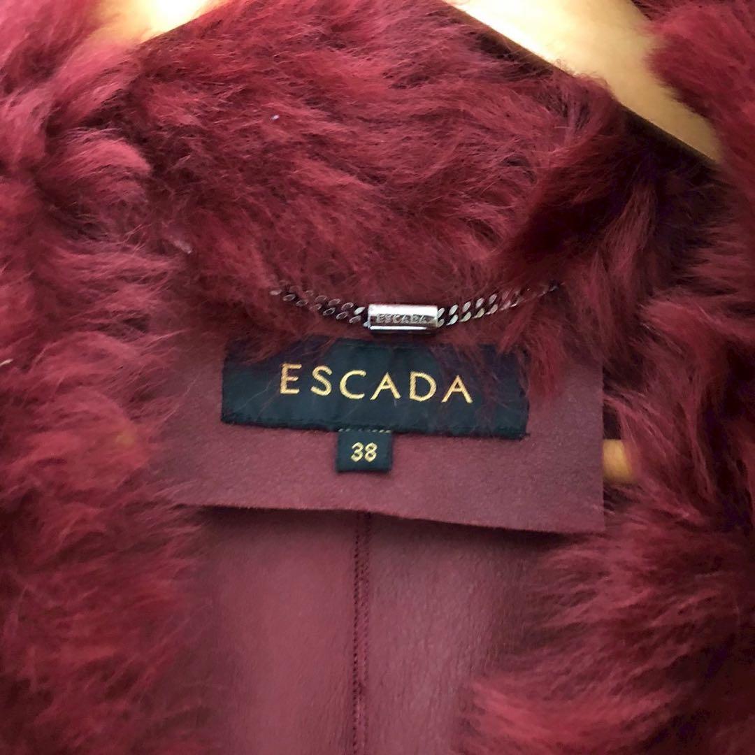 最高級◎美品◎Escada ロングコート 赤 レッド ムートン調 レディース