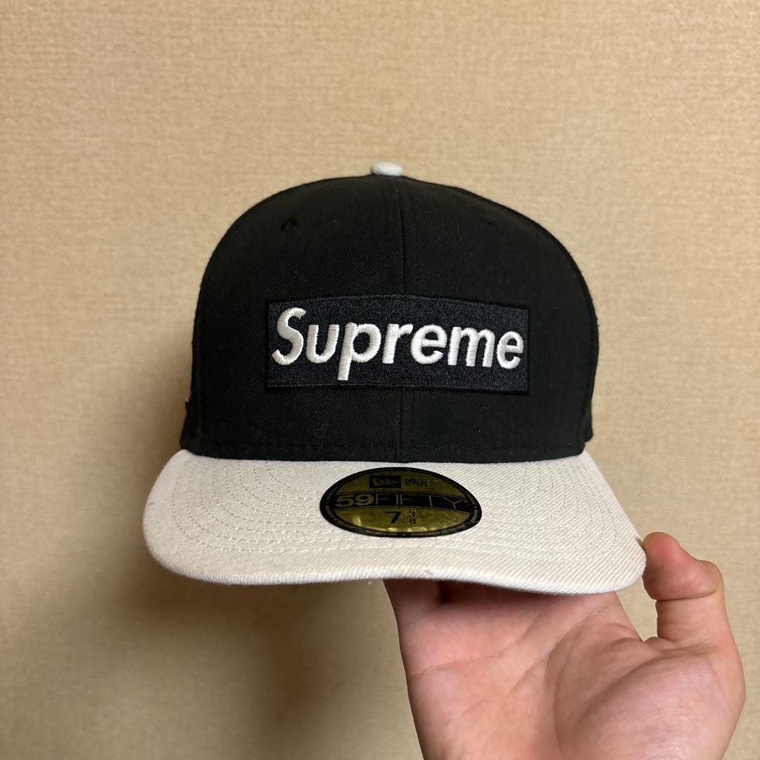 Supreme ブラック/ホワイト キャップ 7 1/4