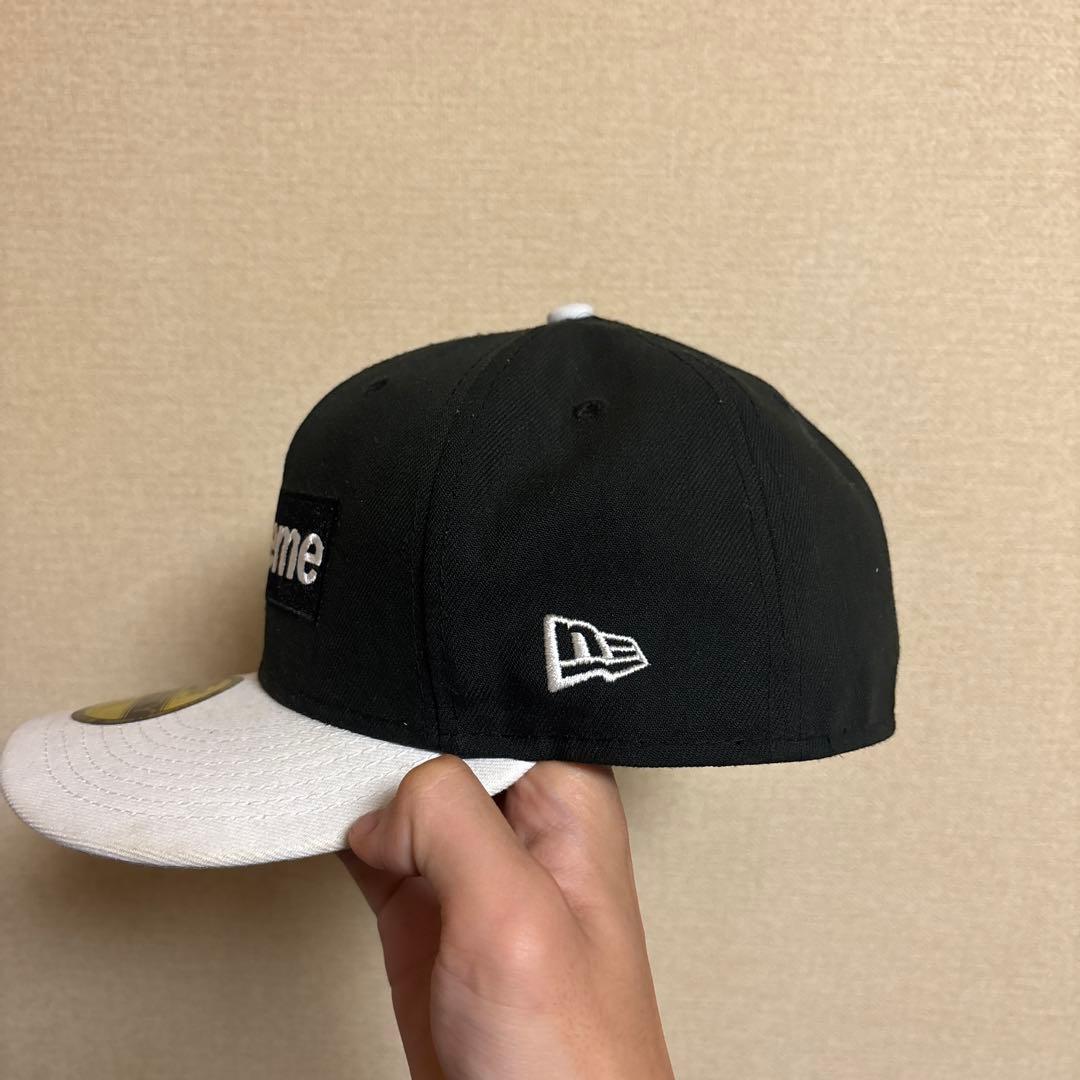 Supreme ブラック/ホワイト キャップ 7 1/4