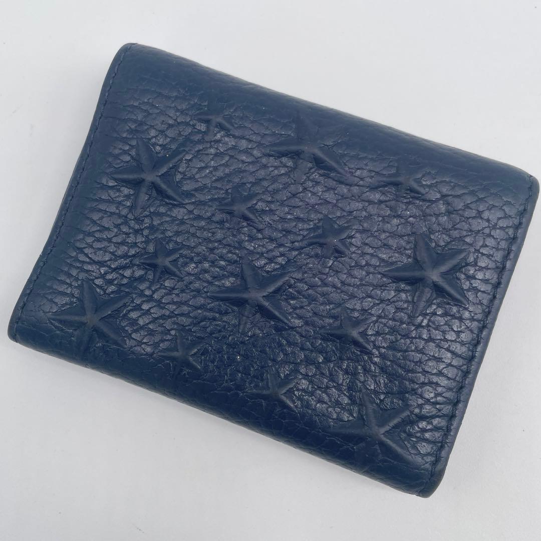 良品✨ ジミーチュウ　エンボス　三つ折り財布　コンパクトウォレット　ネイビー