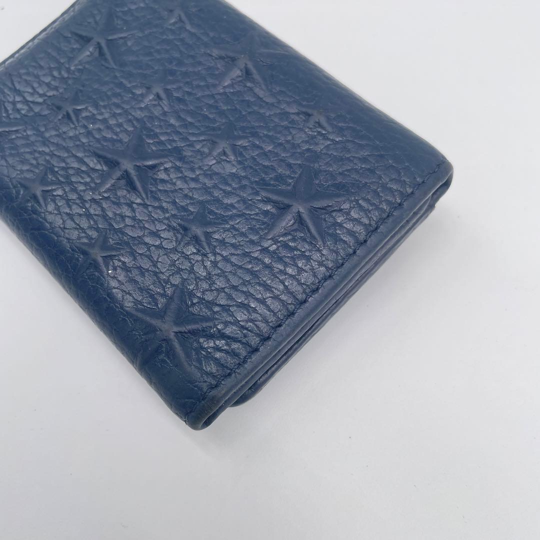 良品✨ ジミーチュウ　エンボス　三つ折り財布　コンパクトウォレット　ネイビー