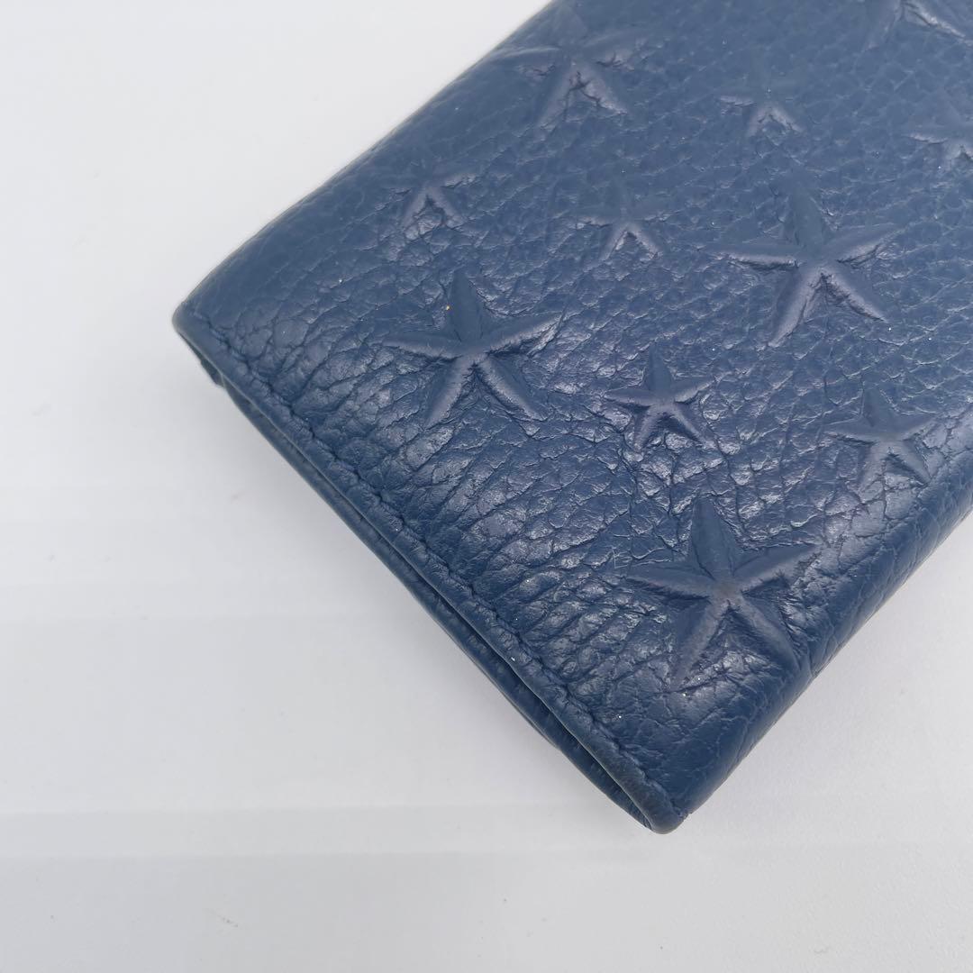 良品✨ ジミーチュウ　エンボス　三つ折り財布　コンパクトウォレット　ネイビー
