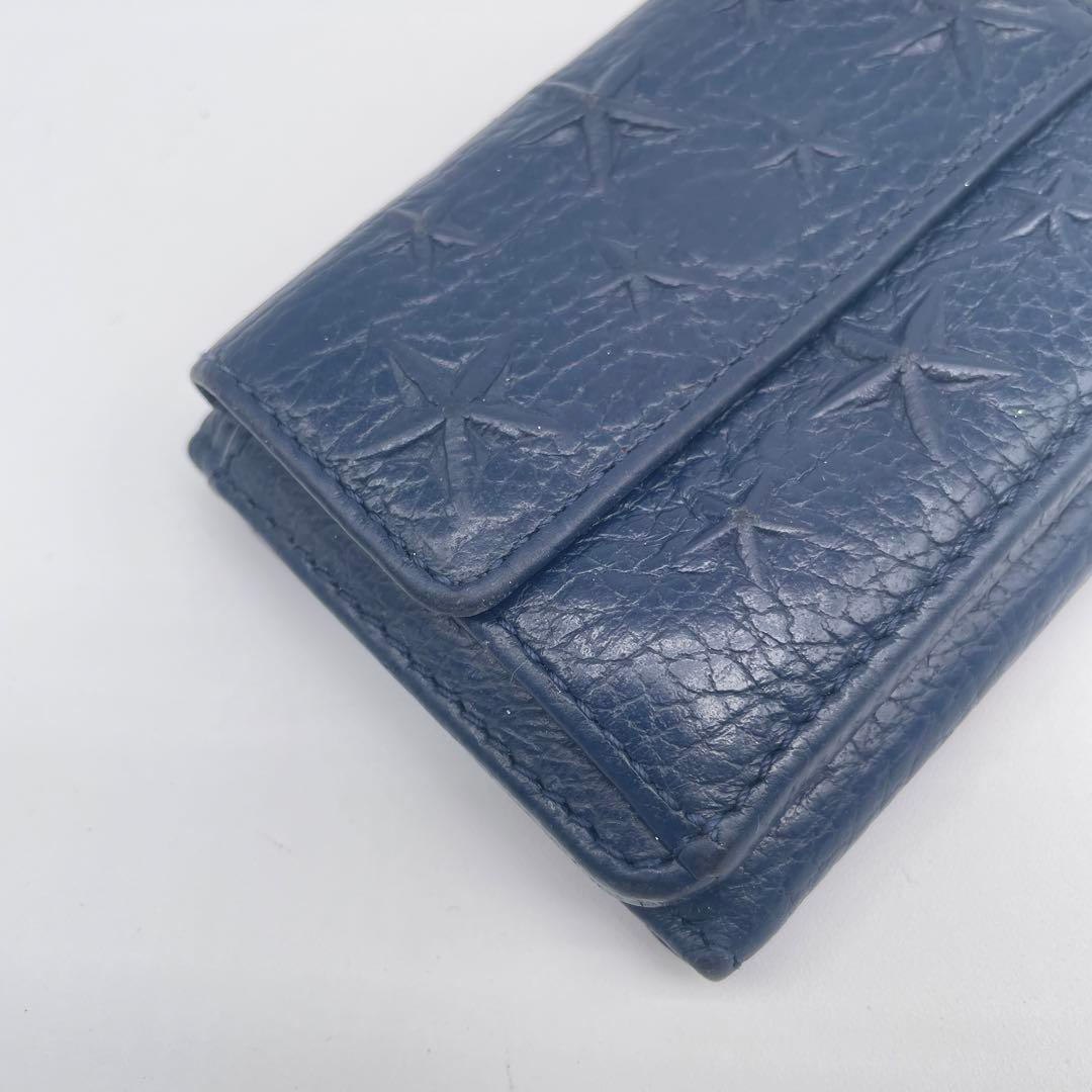 良品✨ ジミーチュウ　エンボス　三つ折り財布　コンパクトウォレット　ネイビー