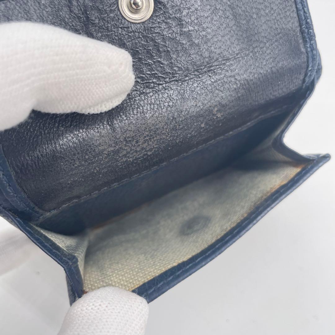良品✨ ジミーチュウ　エンボス　三つ折り財布　コンパクトウォレット　ネイビー