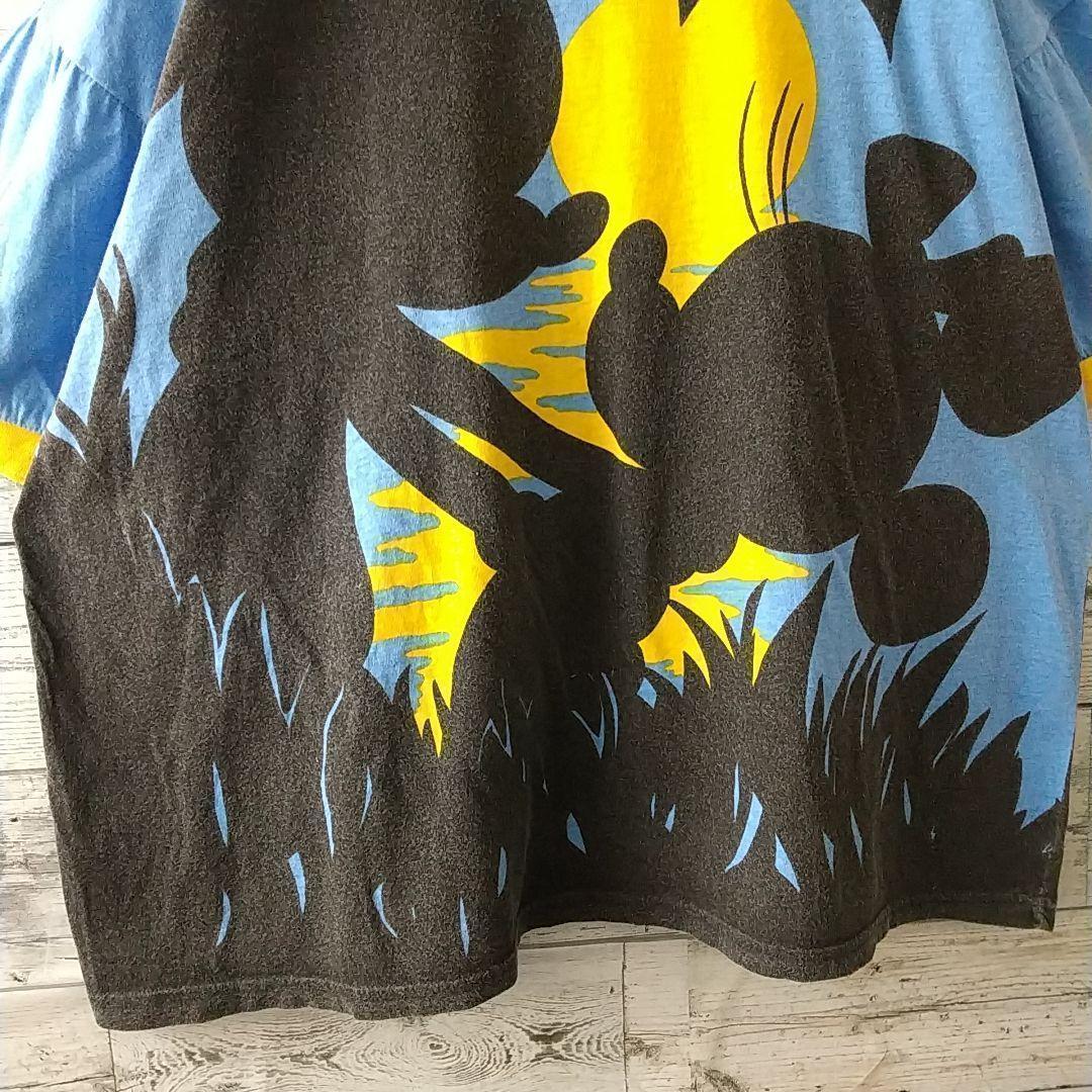 雰囲気抜群☆ディズニー ミッキー ミニー 両面プリント リンガーネック Tシャツ