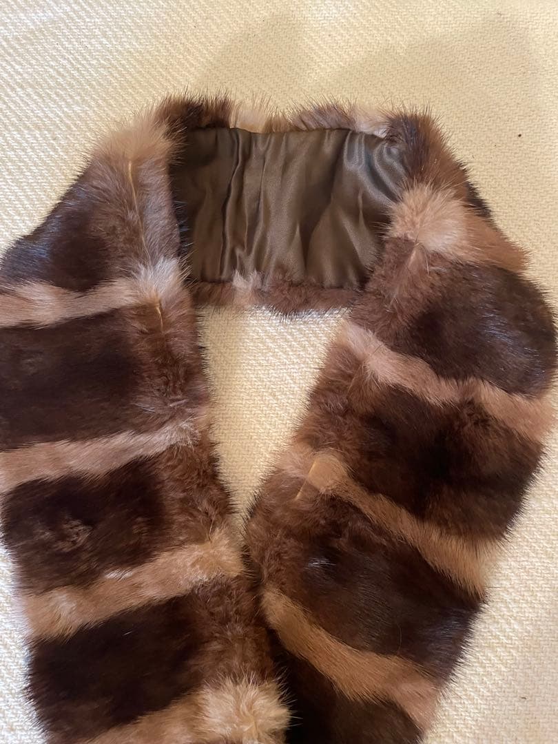 ミンクマフラー Mink Stripe Stole リアルファー　ロングファー