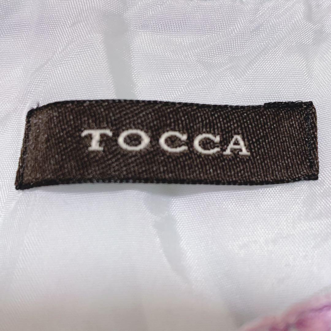 TOCCA トッカ 花柄刺繍 ノースリーブワンピース サイズ0 紫 青 ミモレ丈