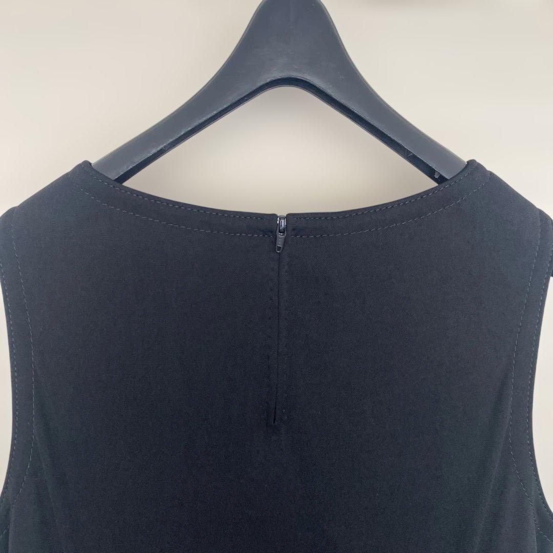 【美品】レオナールLEONARD ノーカラージャケットワンピース　黒グレー　40