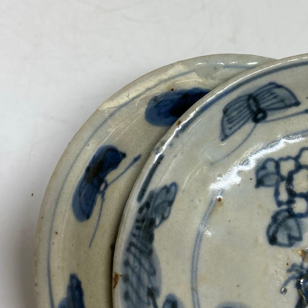 古染付　小皿3枚　直径9.6㎝　東さ7-1102①