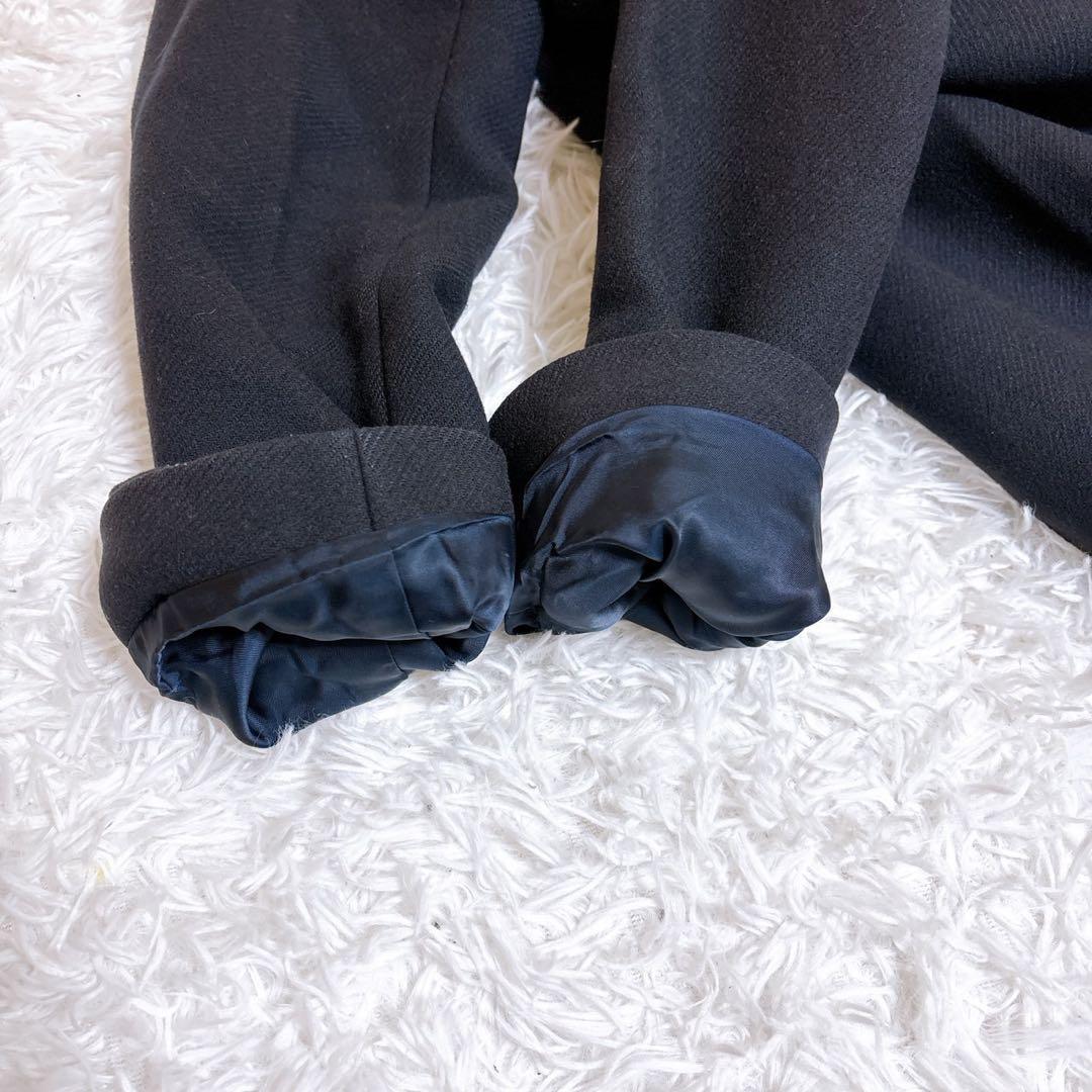 【美品】ユナイテッドアローズ ノーカラーコート カシミヤ混 ネイビー イタリア