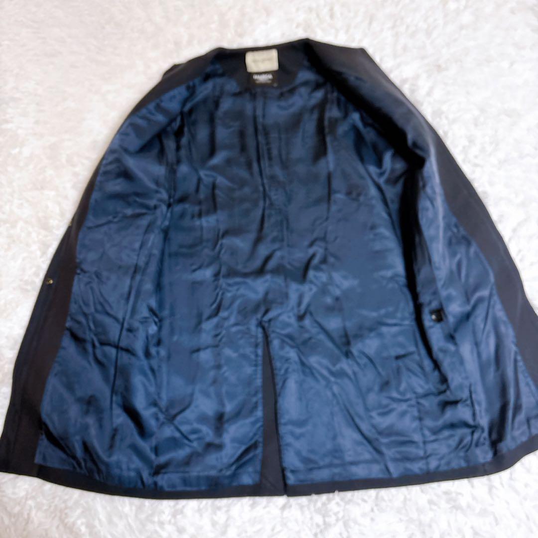 【美品】ユナイテッドアローズ ノーカラーコート カシミヤ混 ネイビー イタリア