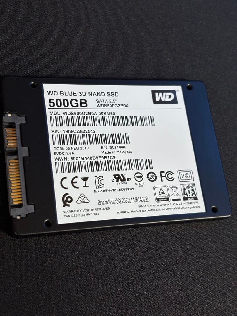 内蔵型SSD WD Blue 3D NAND SATA WDS500G2B0A 500GB