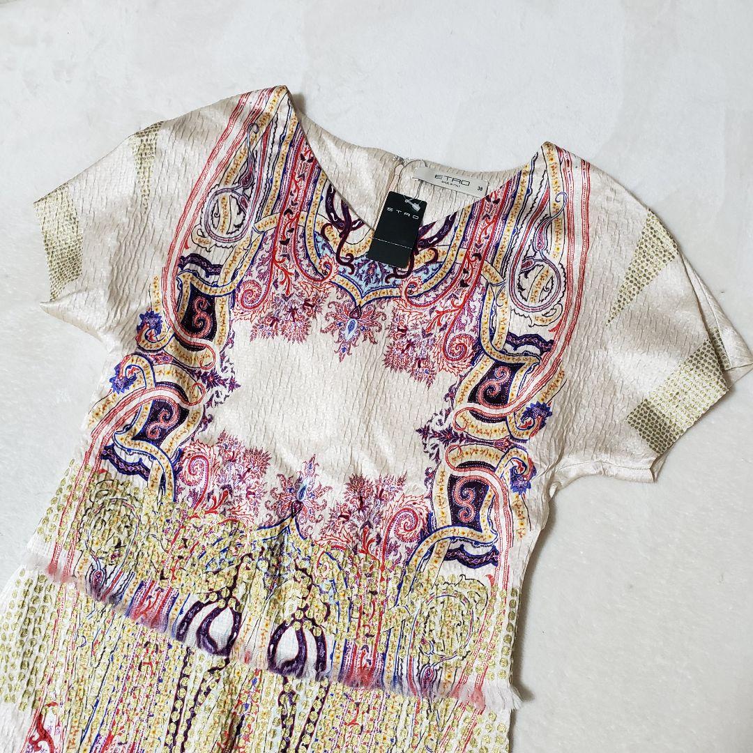 エトロ　ETRO 新品 タグ付き ひざ丈ワンピース 半袖　カットソー　Tシャツ