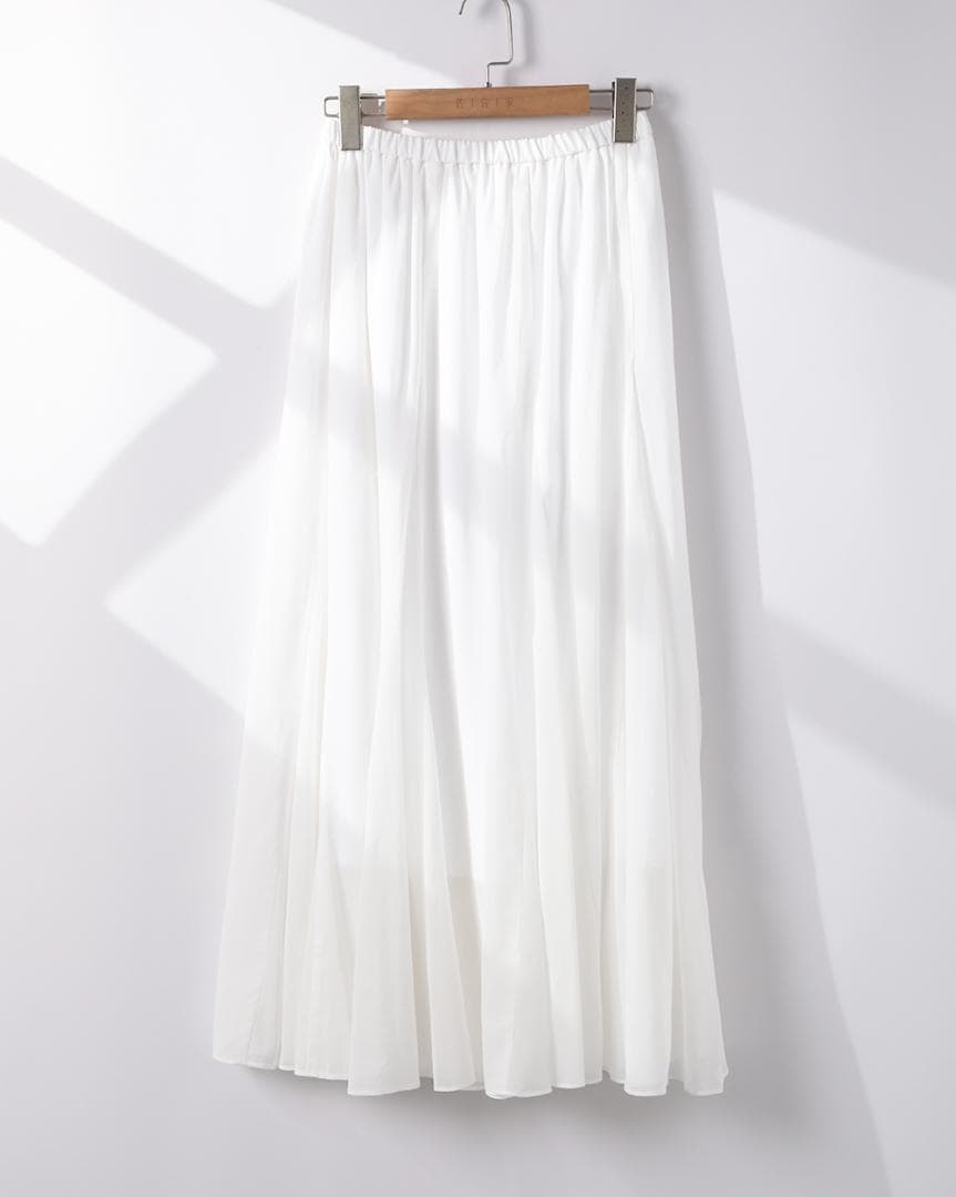 Loungedress コットンシアーギャザースカート　オフホワイト