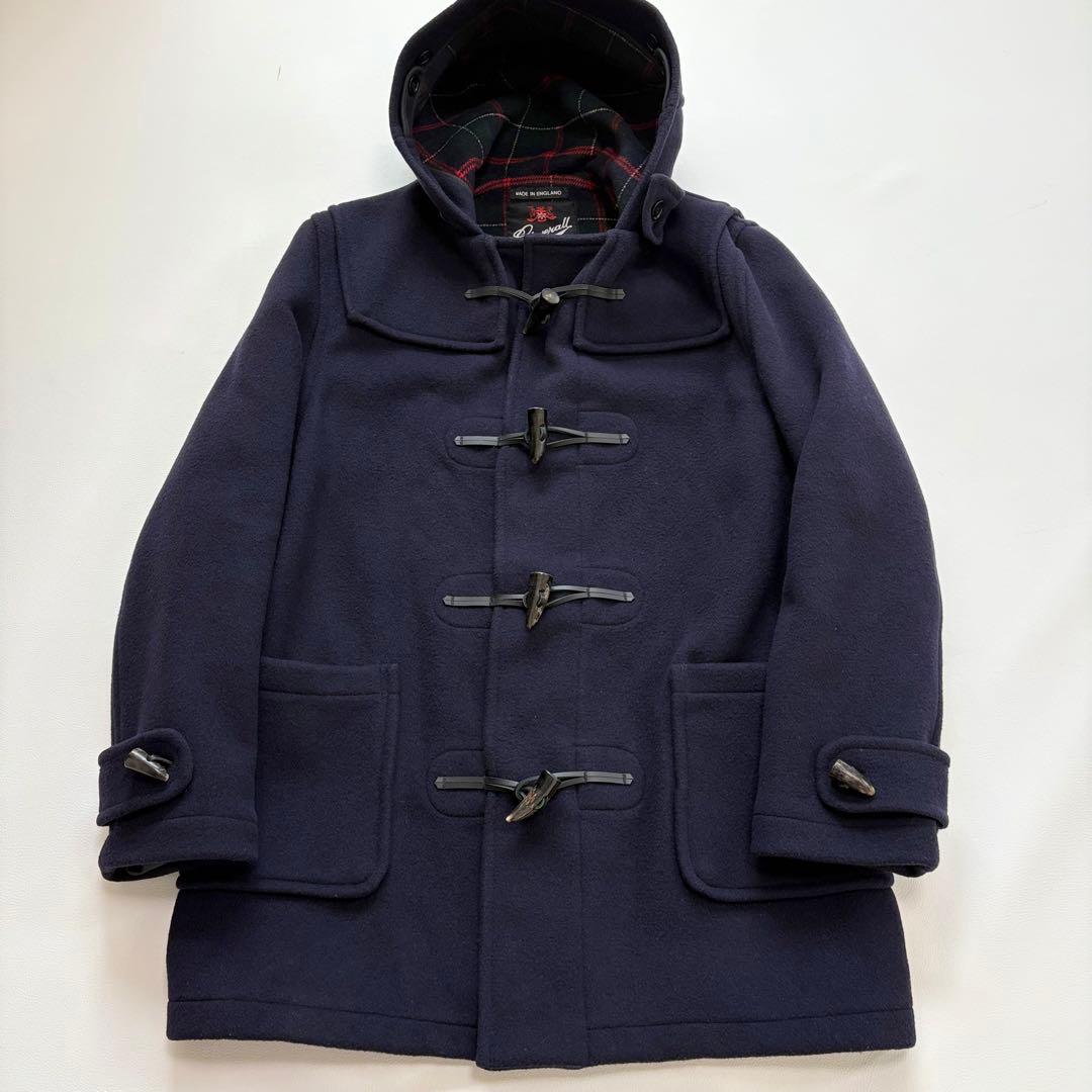 【極美品】グローバーオール ダッフルコート フード チェック ウール L