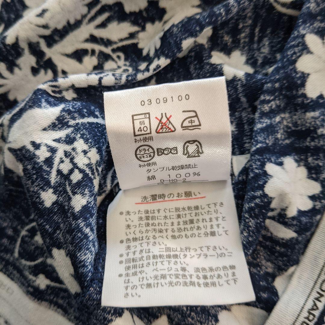 LEONARD ネイビーフラワープリント 半袖Tシャツl
