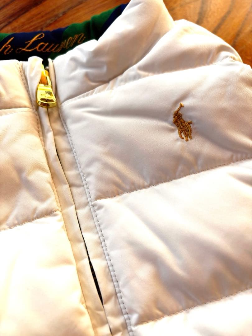 [超美品]ラルフローレン　白　ピンク　ダウンベスト　リバーシブル　24M