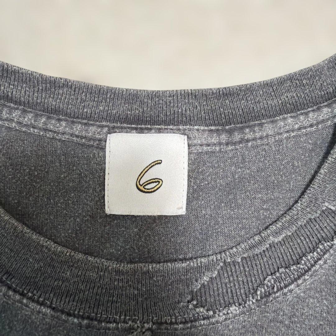 roku 6 ミッキーマウス ダークグレー Tシャツ L