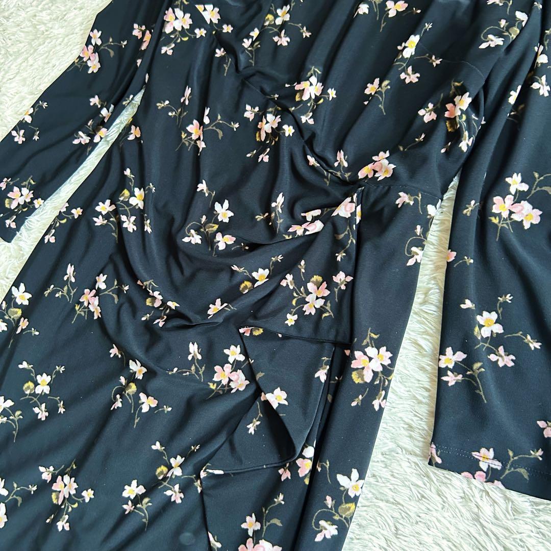 美品　ローレンラルフローレン　大きいサイズ　6 ドレスワンピース　花柄　ドレープ