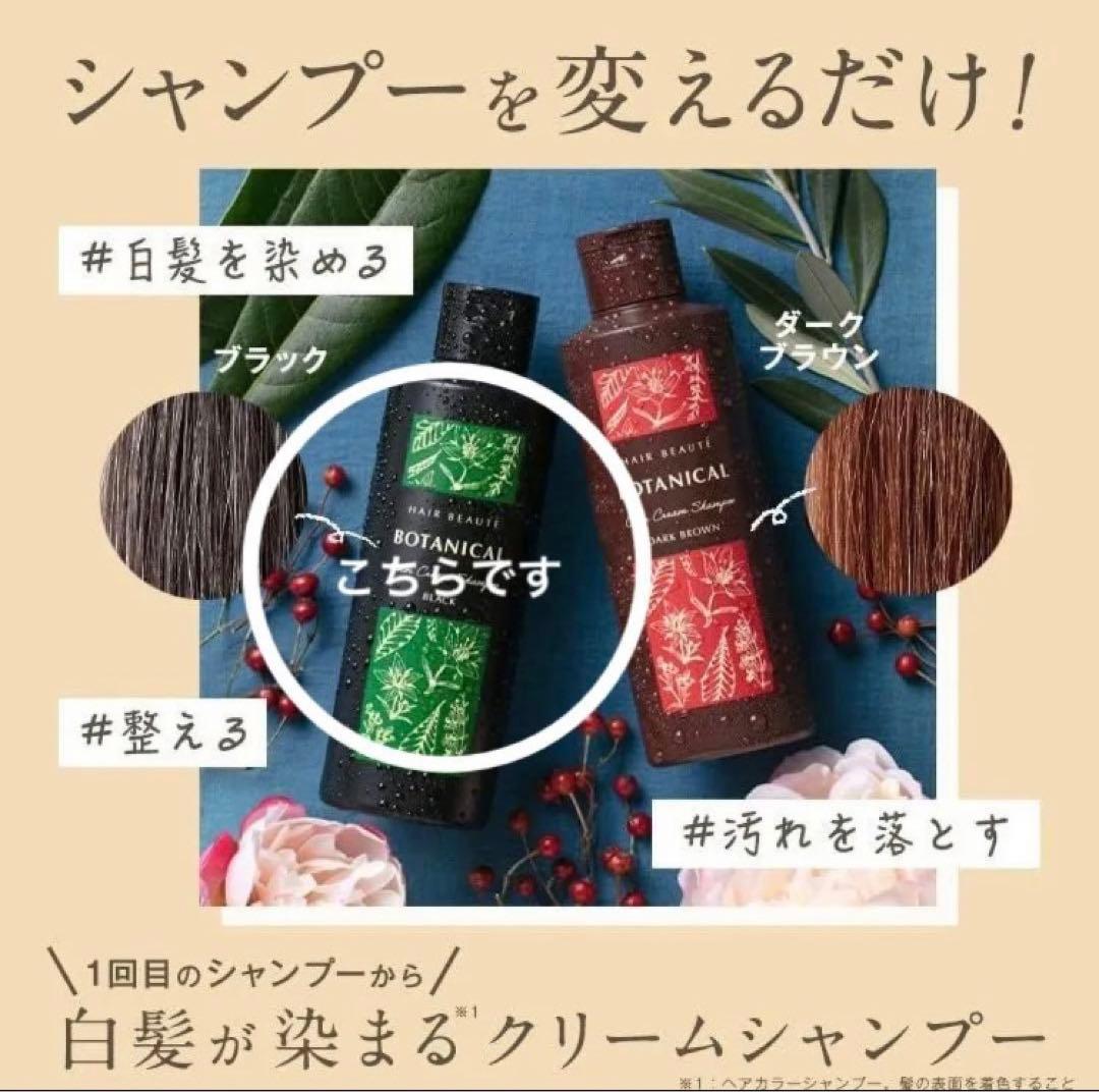 【ヘアボーテ】ボタニカルカラークリームシャンプー 200ml［ブラック］3本