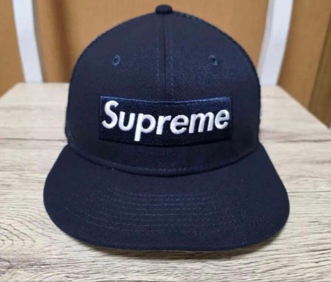 7 1/4 Supreme Box Logo ネイビーメッシュキャップ良品