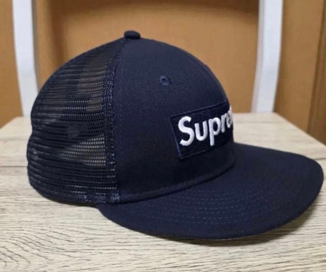7 1/4 Supreme Box Logo ネイビーメッシュキャップ良品