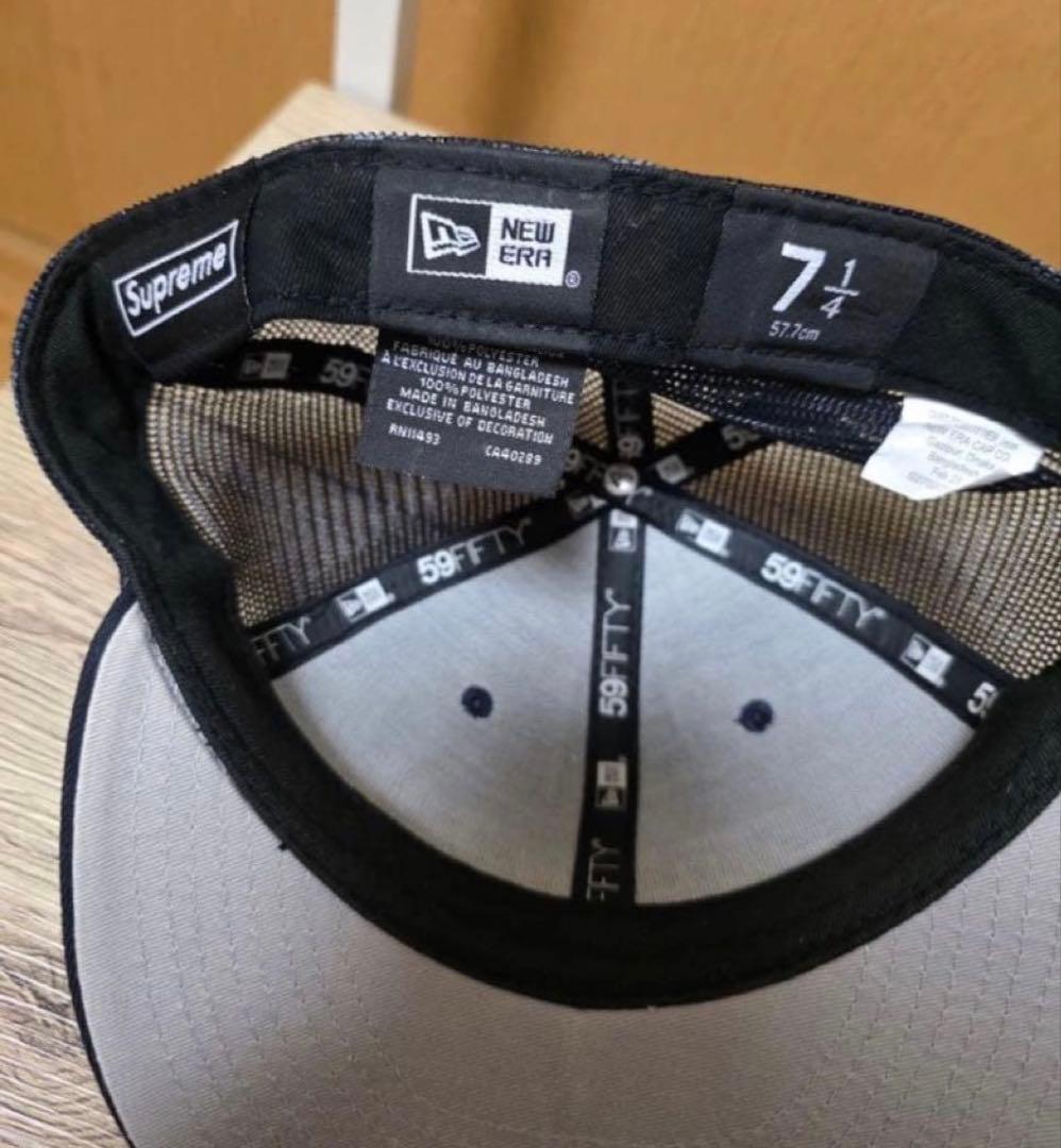 7 1/4 Supreme Box Logo ネイビーメッシュキャップ良品