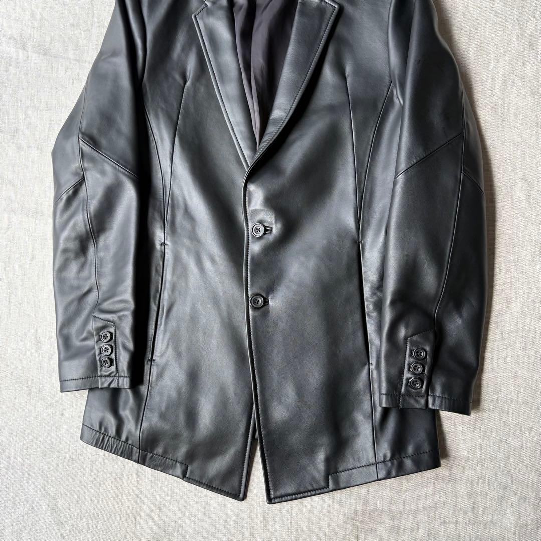 美品 TORNADO MART ストレッチ レザー テーラードジャケット 羊革