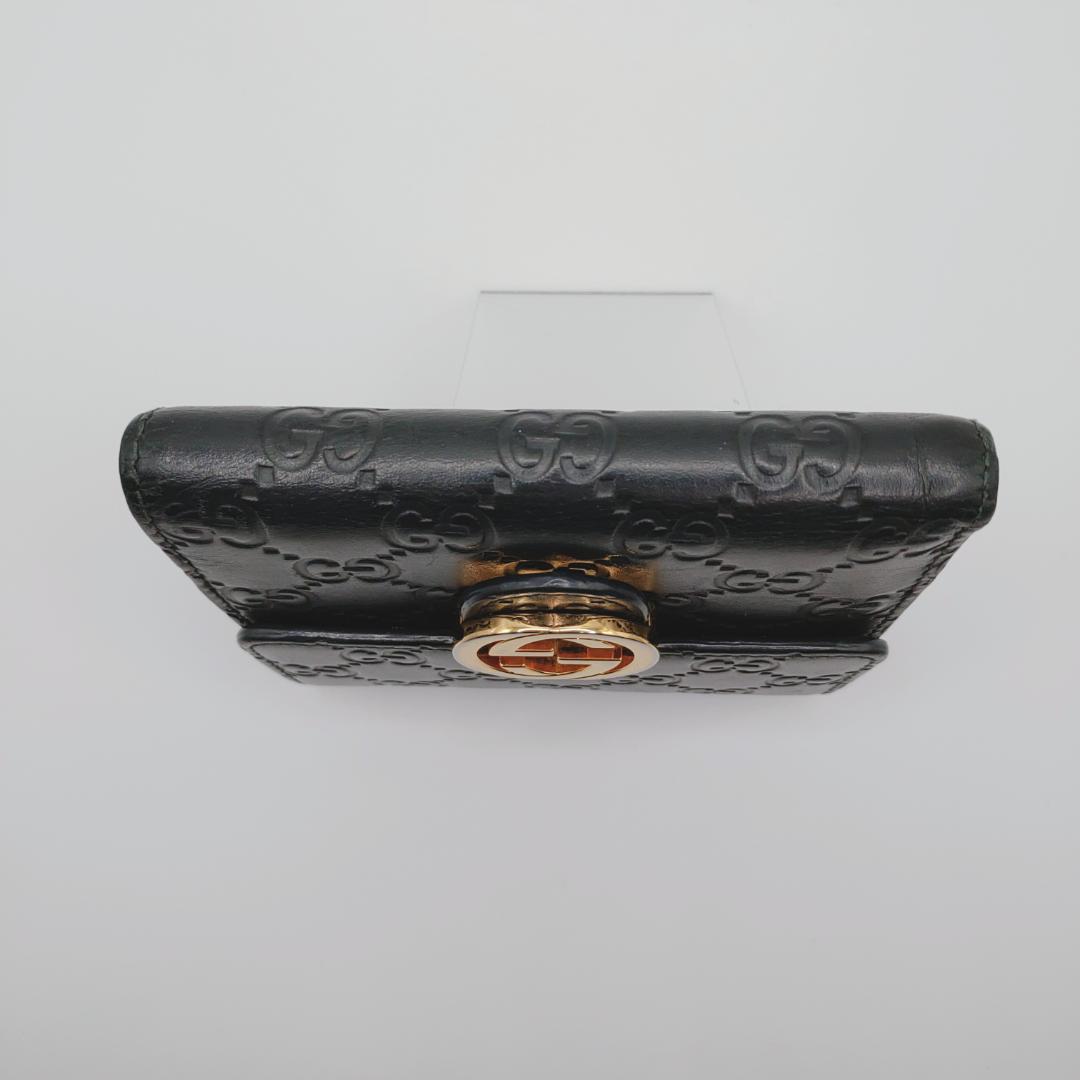 グッチ　GUCCIシマ　インターロッキングG　財布　2つ折り財布　レディース　黒