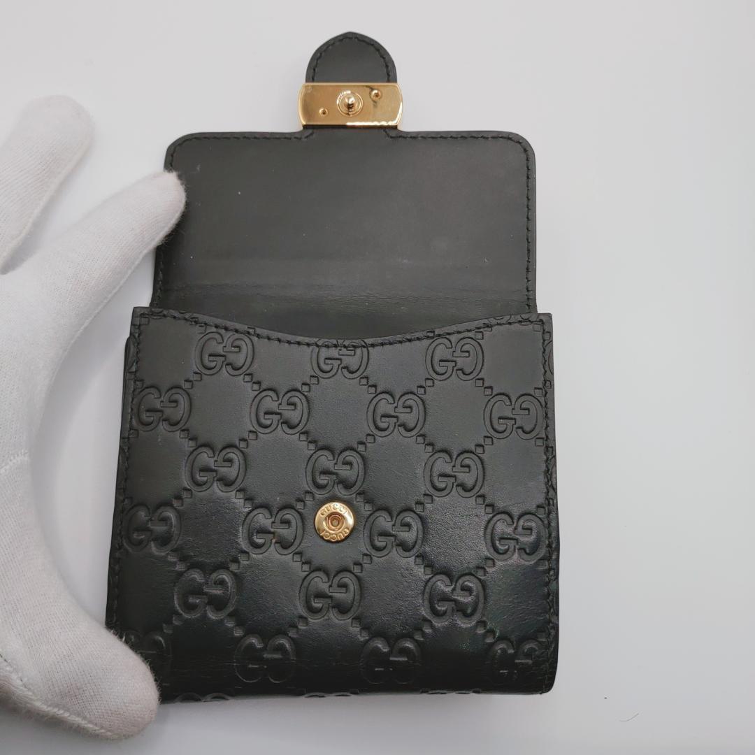 グッチ　GUCCIシマ　インターロッキングG　財布　2つ折り財布　レディース　黒