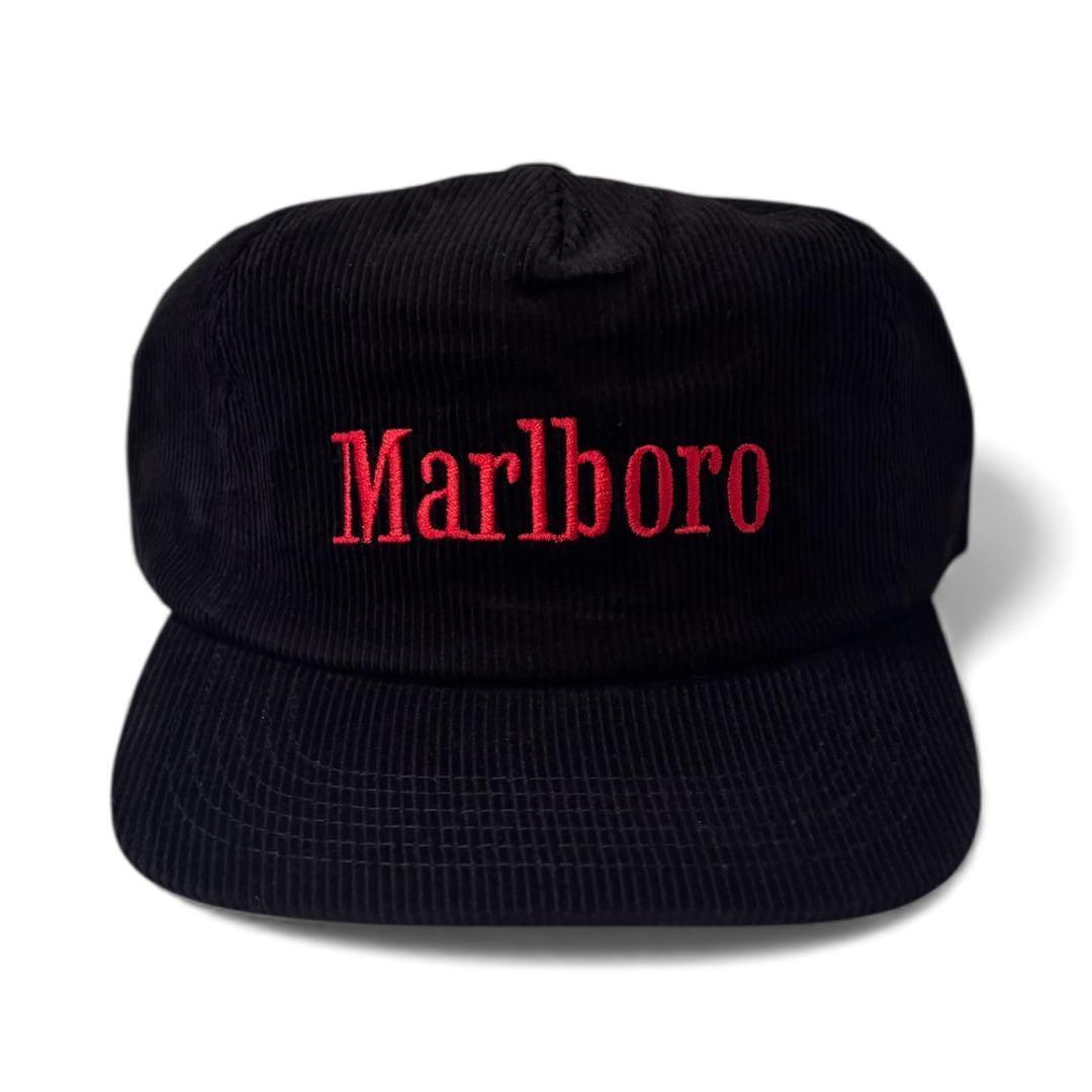 Marlboro マルボロ コーデュロイキャップ CAP ブラック 黒 赤刺繍