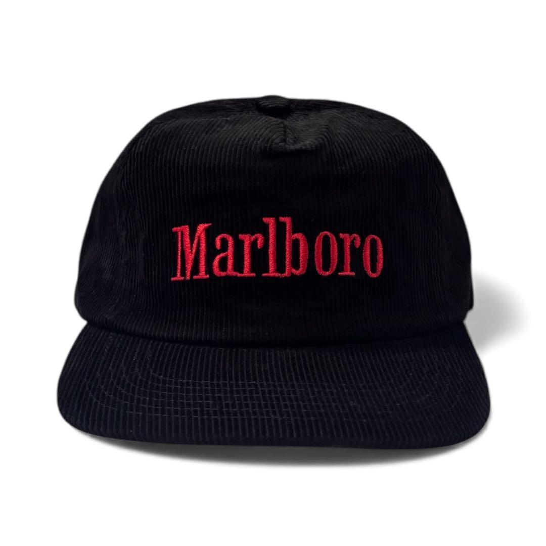 Marlboro マルボロ コーデュロイキャップ CAP ブラック 黒 赤刺繍