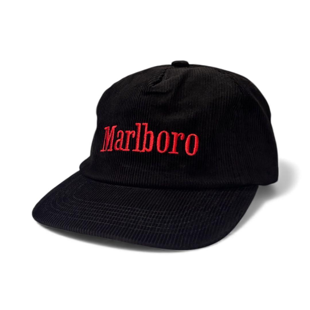 Marlboro マルボロ コーデュロイキャップ CAP ブラック 黒 赤刺繍