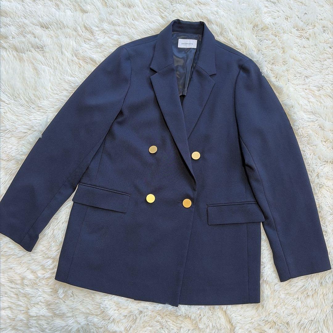 美品 ツイードライク ボックス ダブル ジャケット