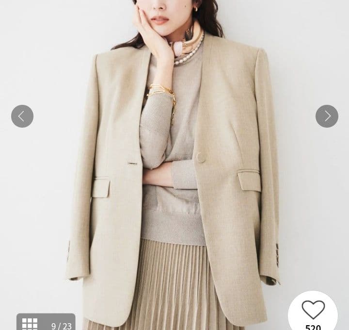 新品タグ付 アンタイトル 定価4万4千 リネンライク ノーカラージャケット L