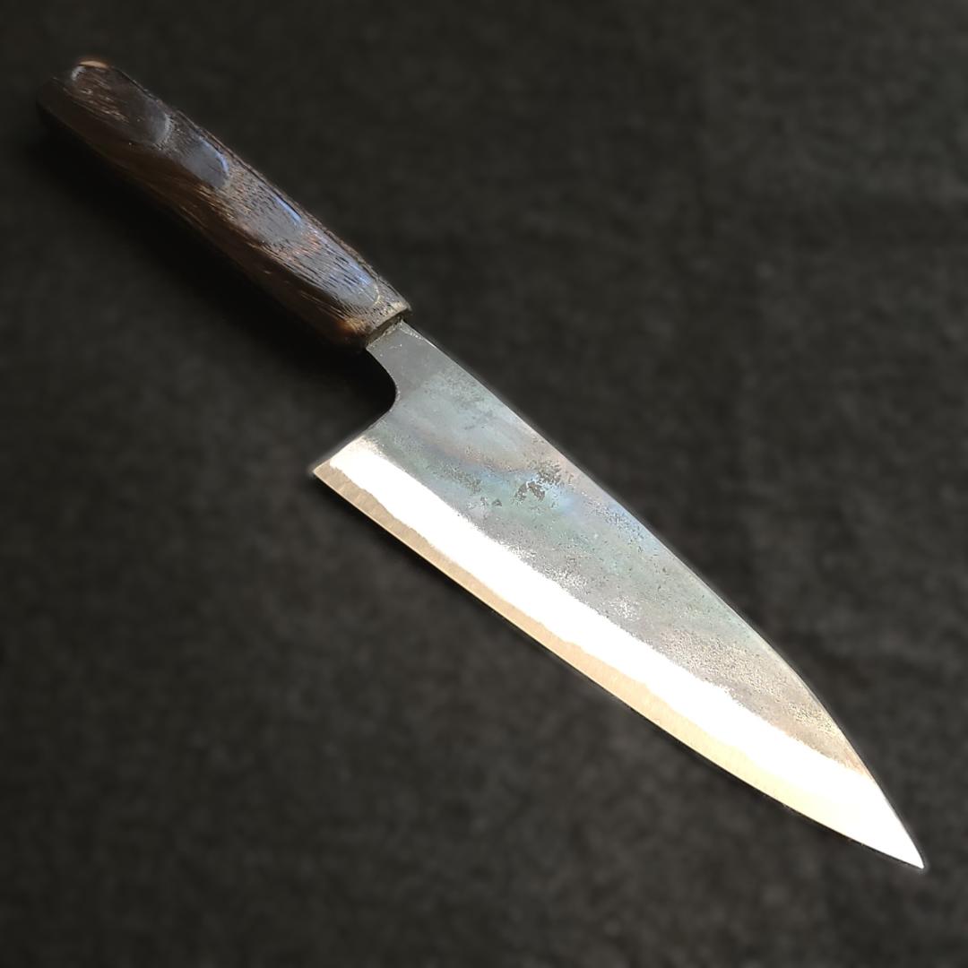 白紙1号 黒打 万能包丁 165㎜ G9386 栗柄 月光作 手作り １点物