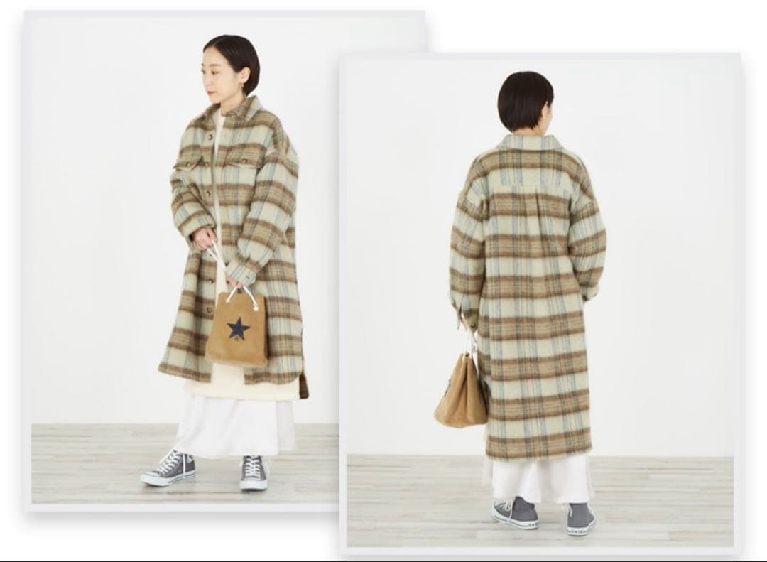 【期間限定値下げ】シャギーチェックコート　CONVERSE TOKYO