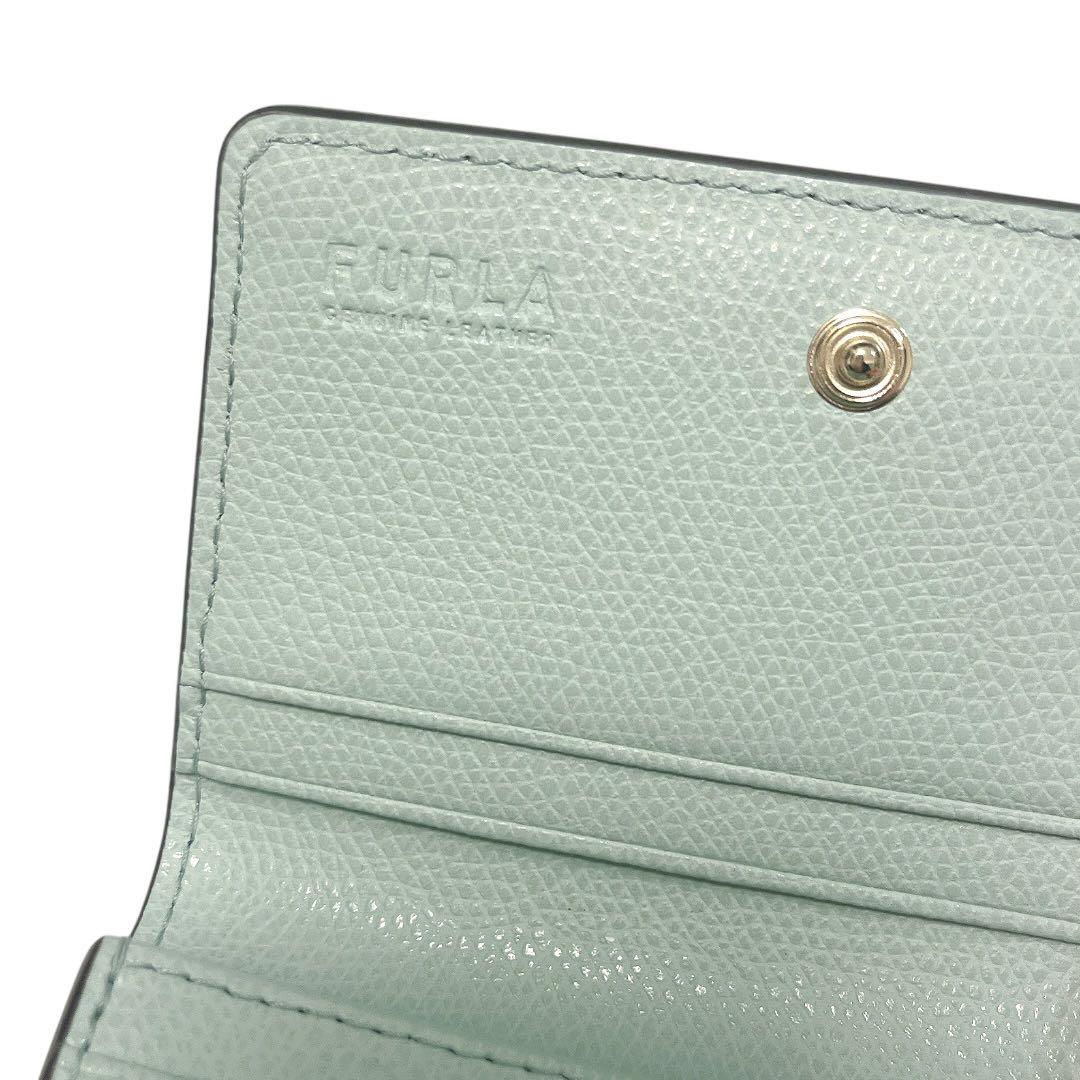 【未使用★保存袋付】FURLA カードケース 名刺入れ アーチロゴ ミントブルー