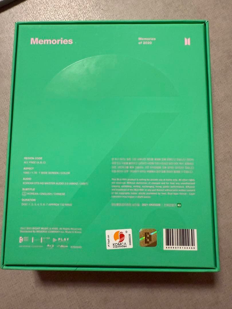 BTS MEMORIES of 2020 BLU-RAY SUGA ユンギ 新品