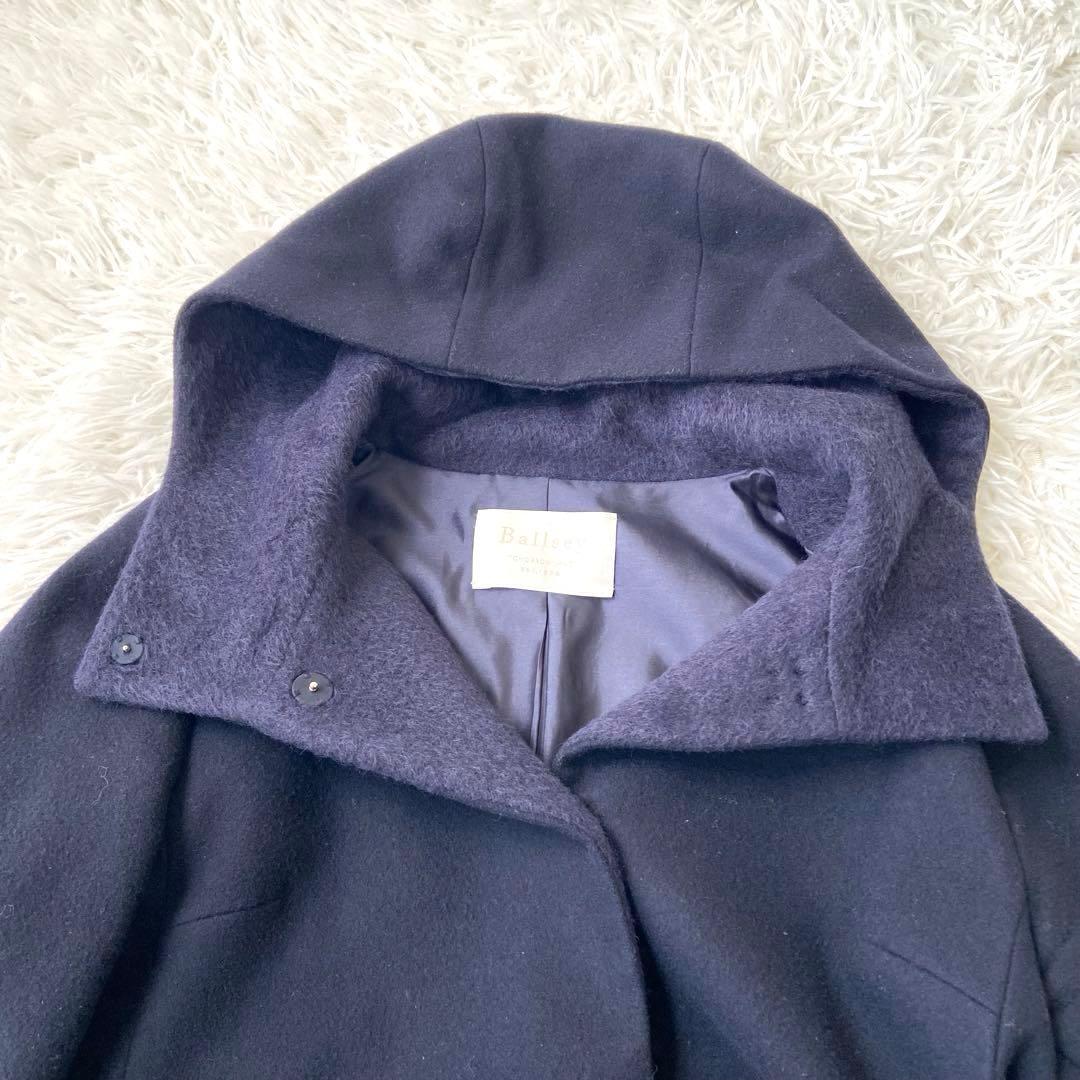 美品✨Ballsey ロングコート メルトン フード アルパカ混 ネイビー 38