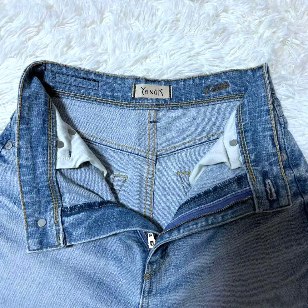 YANUK Lilith ワイド ストレート デニム パンツ USED加工 24
